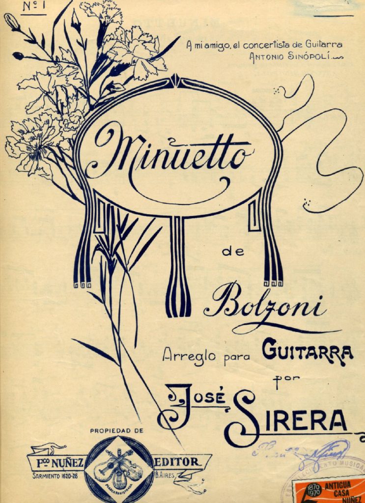 (Bolzoni) Minuetto classical guitar sheet music