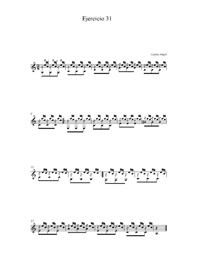 Pujol. Emilio - Ejercicio 31 - Classical Guitar Library Classical ...