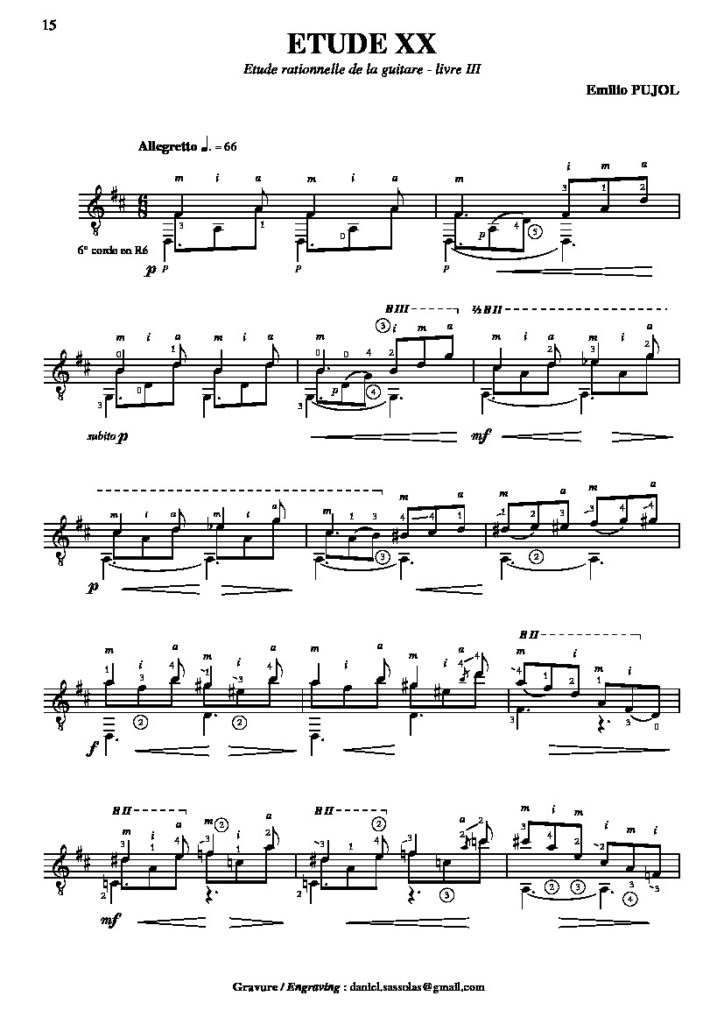 emilio pujol estudio 25 in a minor sheet music
