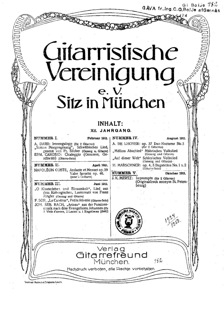 Mertz Johann Kaspar Impromtu Pour Deux Quitares CGLIB ORG Classical Guitar Sheet Music 