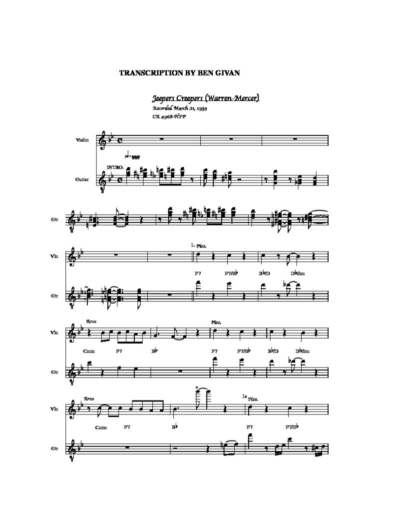 Reinhardt. Django Jeepers Creepers Classical Guitar Library