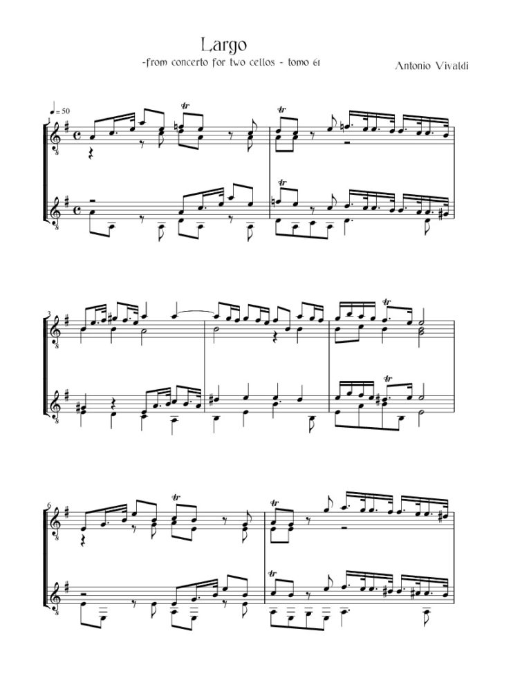 Vivaldi antonio largo from concerto for two cellos tomo 61