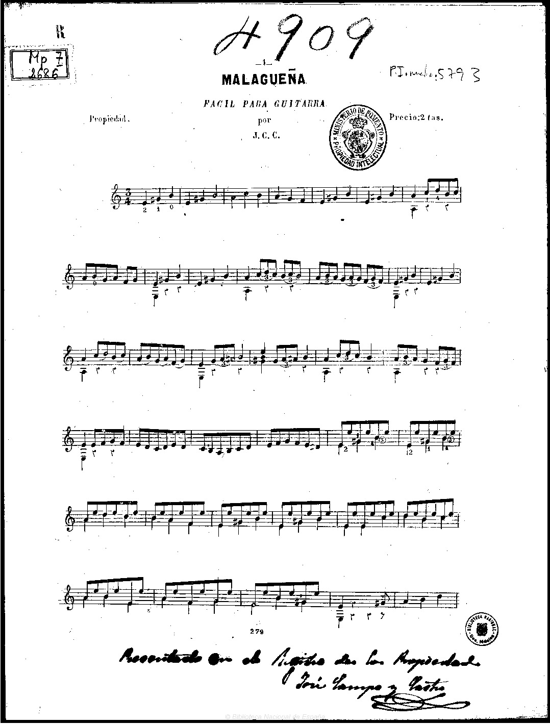 Bad Malagueña - Sheet music for Classical Guitar