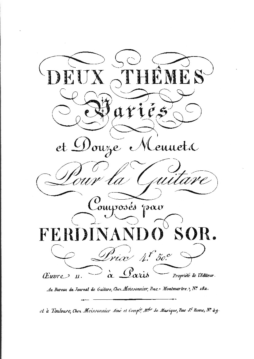 Sor. Fernando - Op. 11 Deux themes varies et douze menuets pour la ...