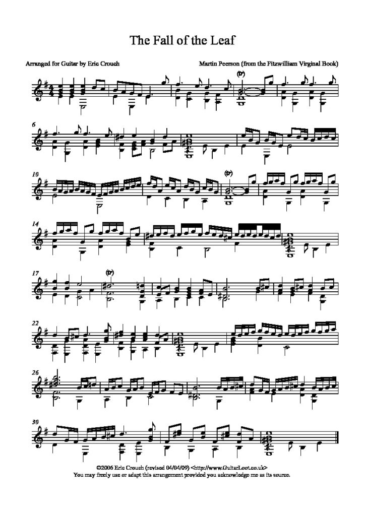 Pearson. Martin - The Fall of the Leaf - Classical Guitar Library ...