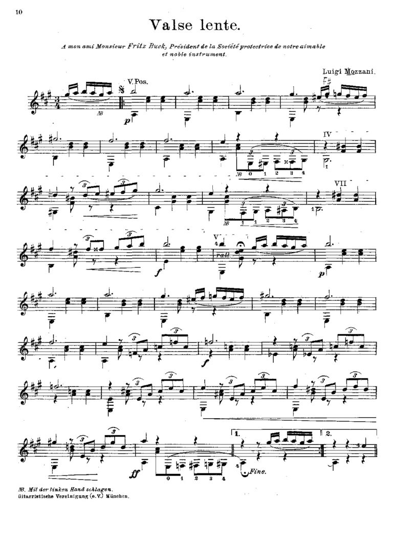 Mozzani. Luigi Valse lente Classical Guitar Library Classical Guitar Sheet Music.