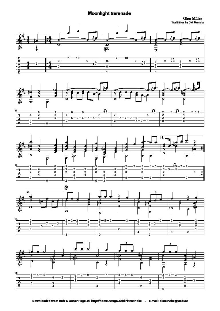 Miller. Glen Moonlight Serenade Classical Guitar Library Classical