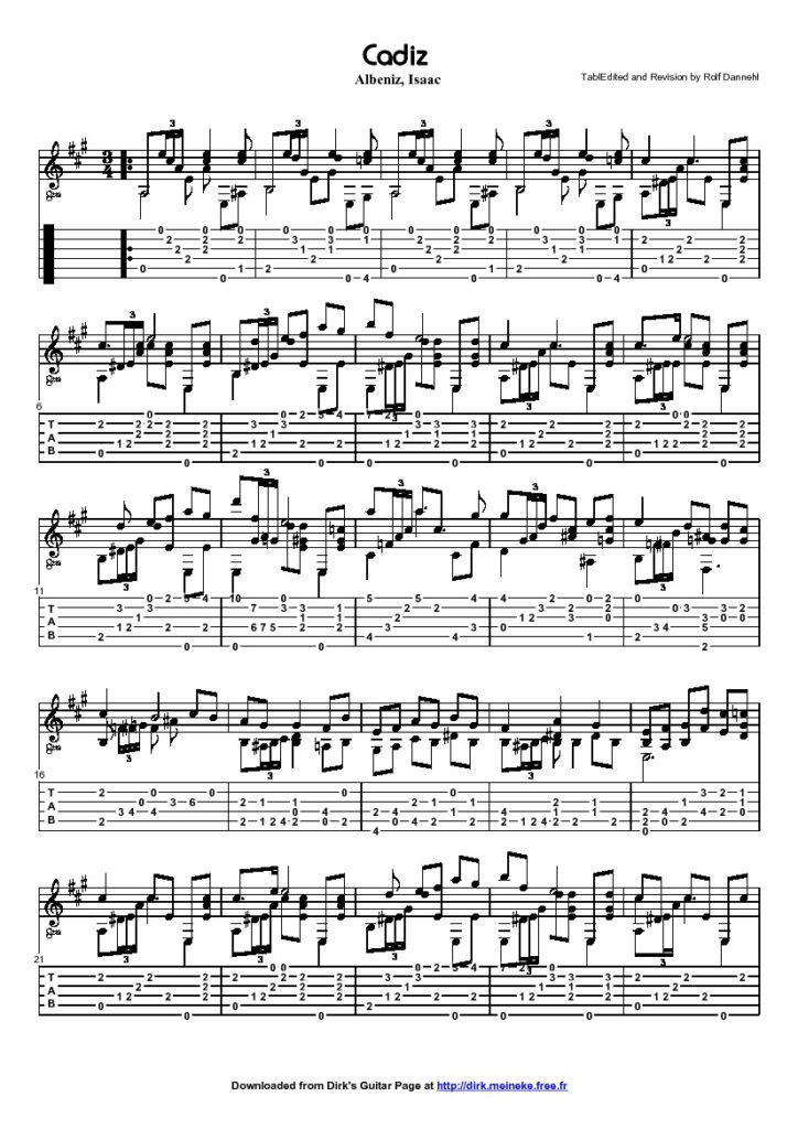 Albeniz. Isaac Suite espanola op 47 Cadiz Classical Guitar Library