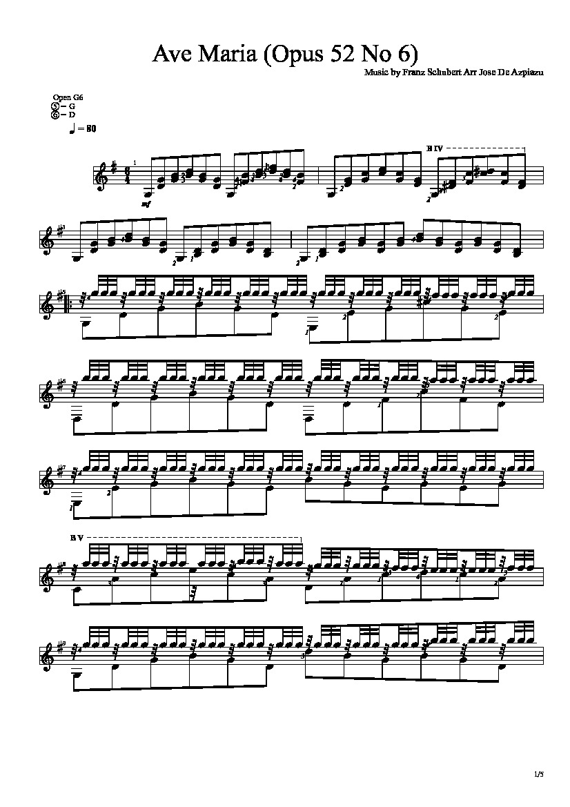 Azpiazu. Jose Ave Maria Jose De Azpiazu by Franz Schubert Classical Guitar Library Classical Guitar Sheet Music
