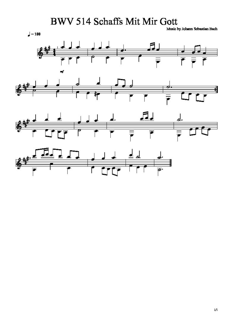 Bach. Johann Sebastian - BWV 514 Schaffs Mit Mir Gott by Johann ...