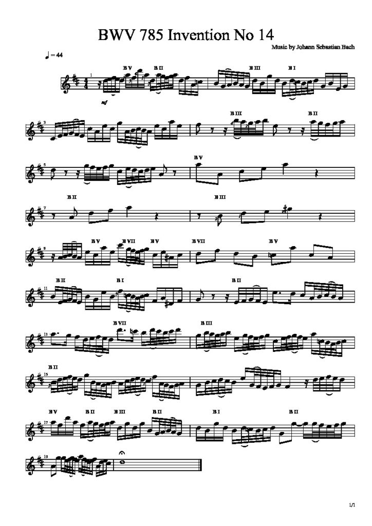 Bach. Johann Sebastian - BWV 785 Invention No 14 Guitare 1 - Classical ...
