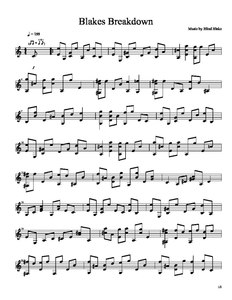 Blind. Blake - Blakes Breakdown by Blind Blake - Classical Guitar ...