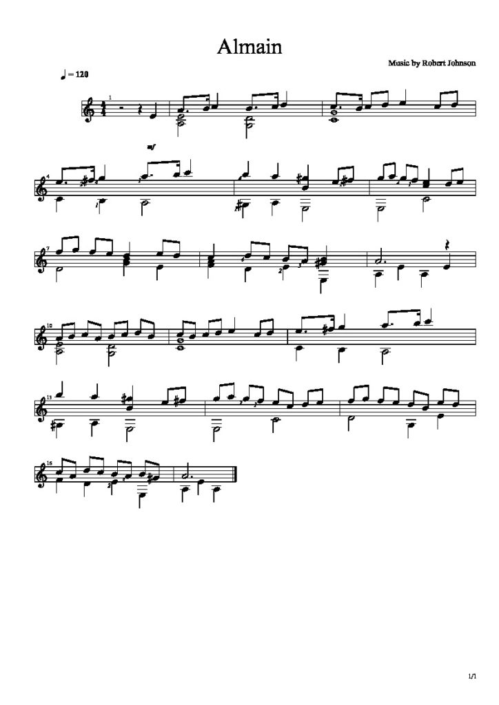 Johnson. Robert - Almain by Robert Johnson - Classical Guitar Library ...