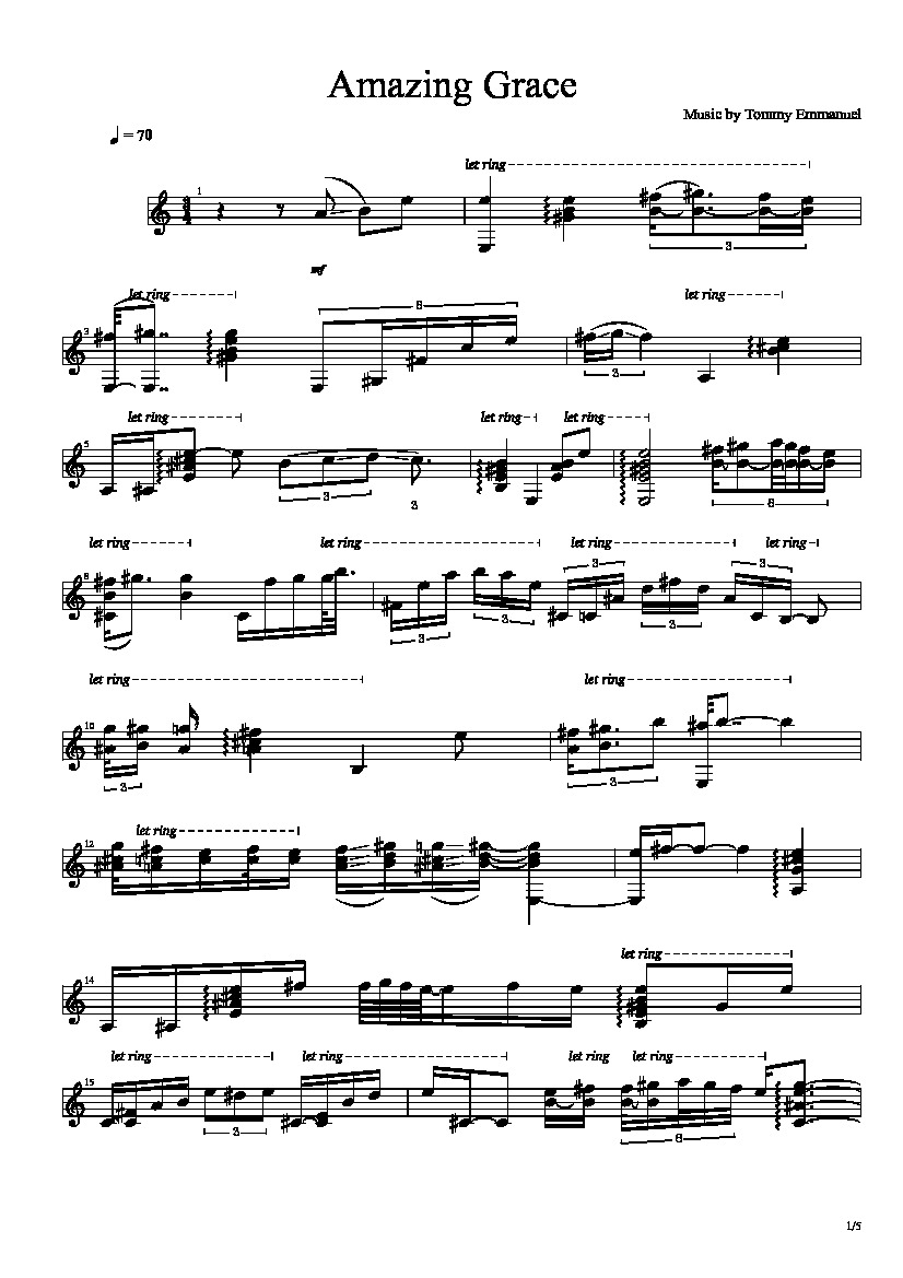 Amazing grace classical guitar deals