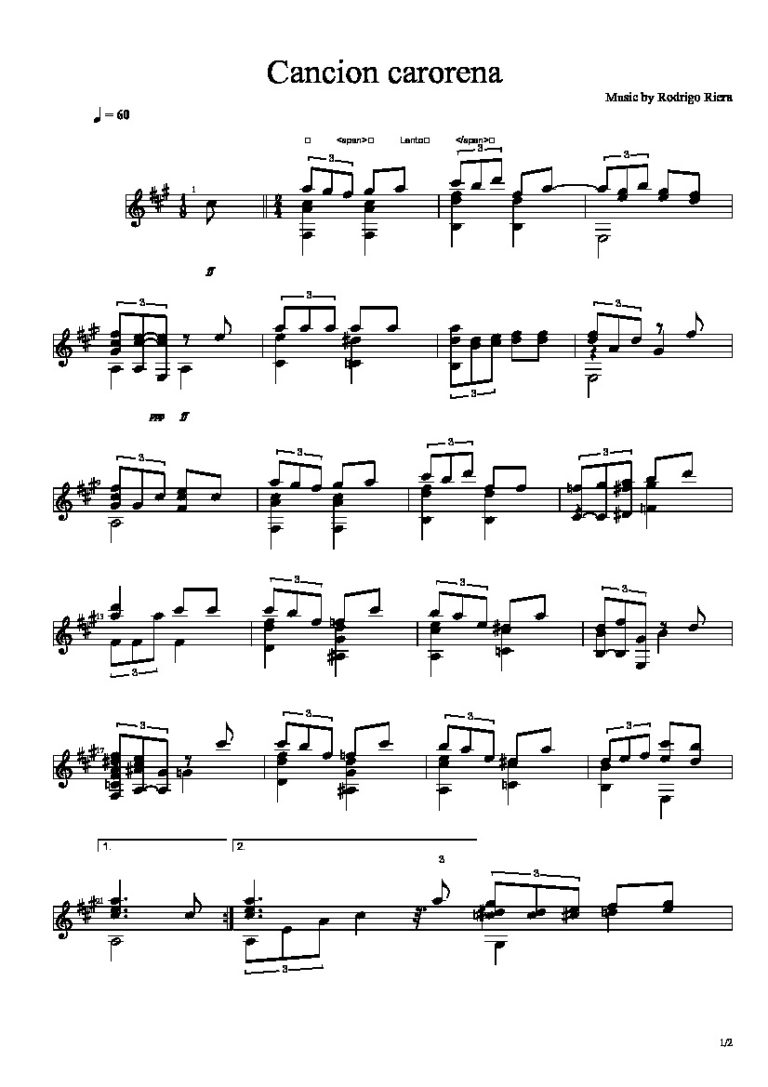 Rodrigo. Riera - Cancion Carorena by Rodrigo Riera - Classical Guitar ...