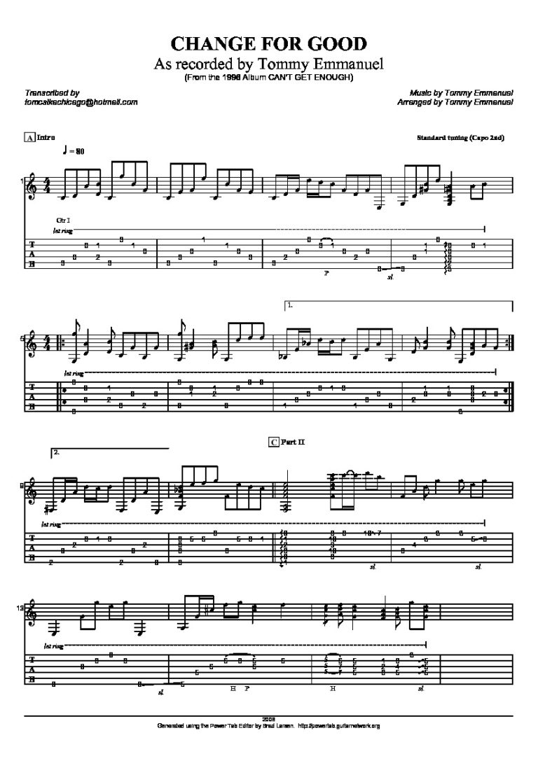 Emmanuel. Tommy - Change for good - Classical Guitar Library Classical ...