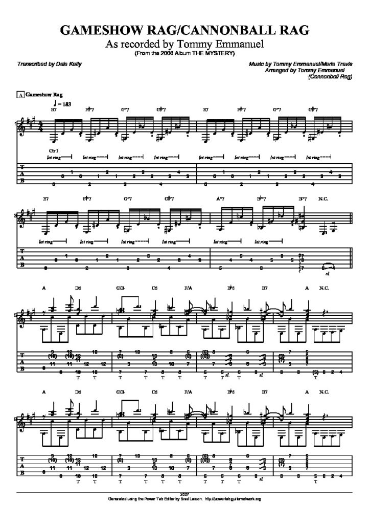 Emmanuel. Tommy - Gameshow rag cannonball rag - Classical Guitar ...