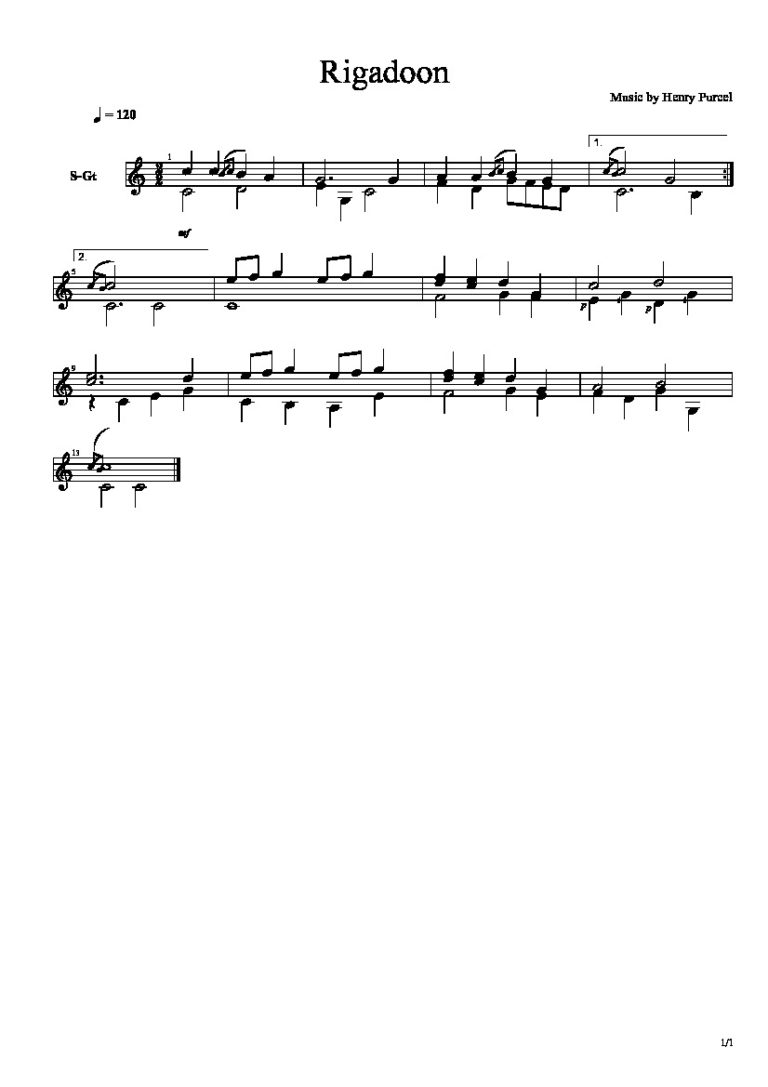 Purcell. Henry - Rigadoon Henry Purcell - Classical Guitar Library ...
