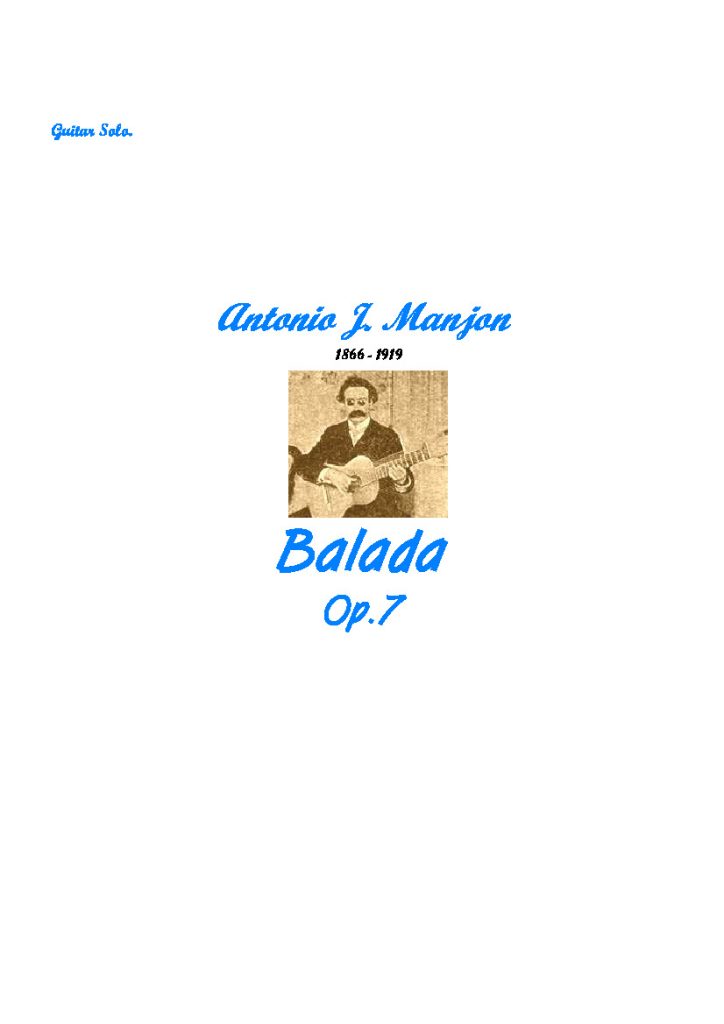 Manjon. Antonio Jimenez - Balada Op.7 - Classical Guitar Library ...