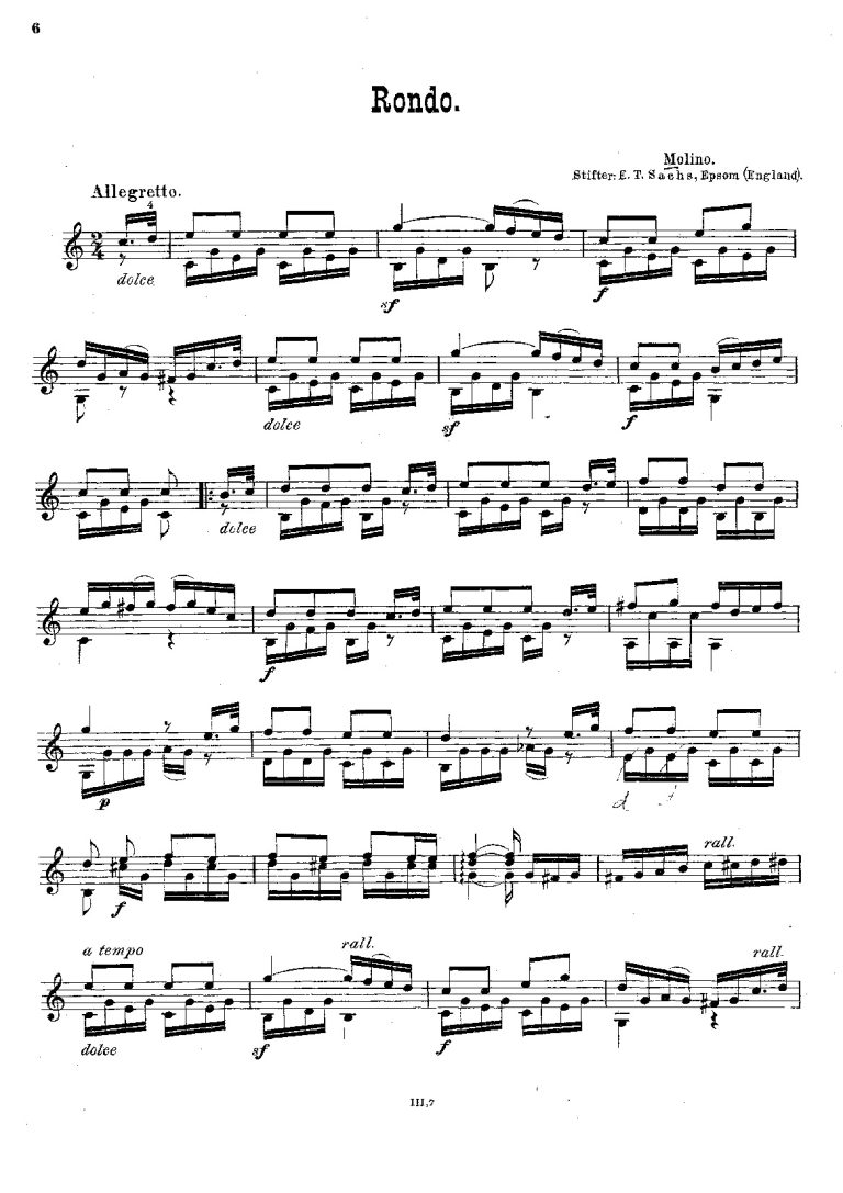 Molino. Francesco - Rondo - Classical Guitar Library Classical Guitar ...