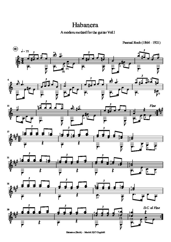 Roch Pascual Habanera Classical Guitar Library Classical Guitar